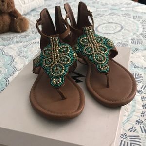 Beaded green sandal